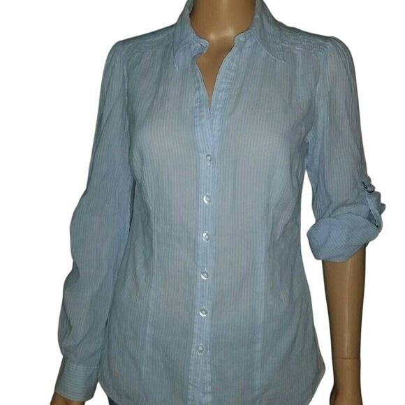Ann Taylor Loft stripped buttondown shirt S - Picture 1 of 4